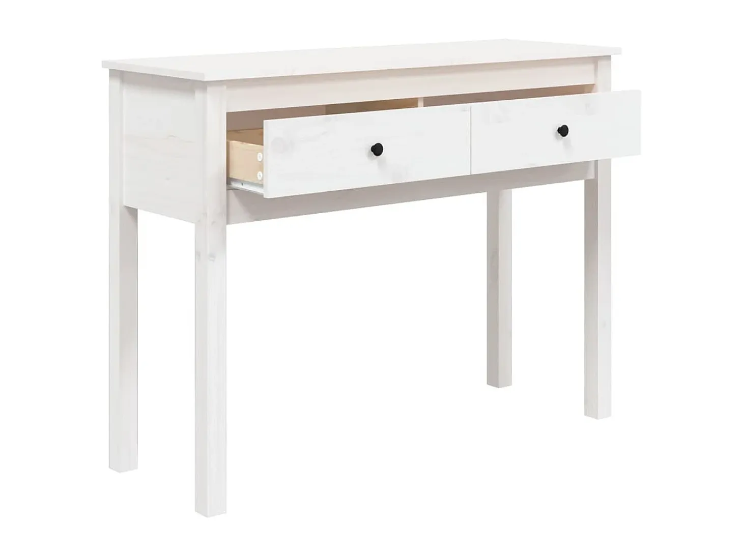 Mesa consola Blanca 100x35x75 cm Madera maciza de pino