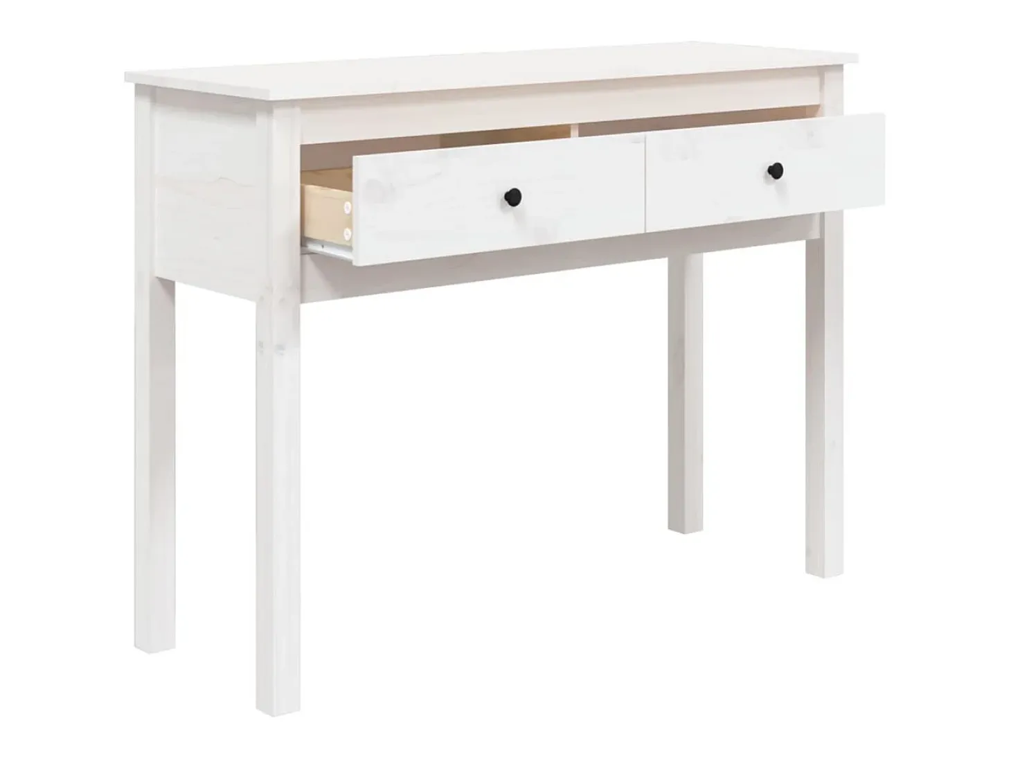 Mesa consola Blanca 100x35x75 cm Madera maciza de pino