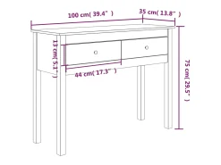 Mesa consola Blanca 100x35x75 cm Madera maciza de pino