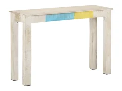 Mesa consola Blanca 115x35x77 cm Madera de mango en bruto