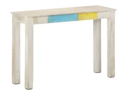 Mesa consola Blanca 115x35x77 cm Madera de mango en bruto