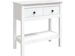 Mesa consola Blanca 75x35x75 cm Madera maciza de pino