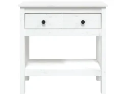 Mesa consola Blanca 75x35x75 cm Madera maciza de pino