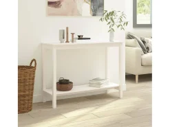 Mesa consola Blanca 110x40x80 cm Madera maciza de pino