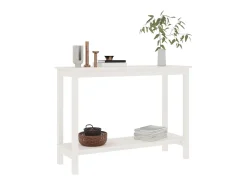Mesa consola Blanca 110x40x80 cm Madera maciza de pino