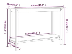 Mesa consola Blanca 110x40x80 cm Madera maciza de pino