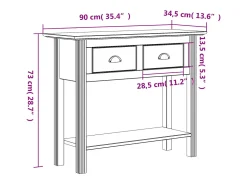 Mesa consola BODO madera maciza de pino blanco 90x34,5x73 cm