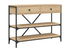 Mesa consola cajones estantes madera de ingeniería roble Sonoma ES566439