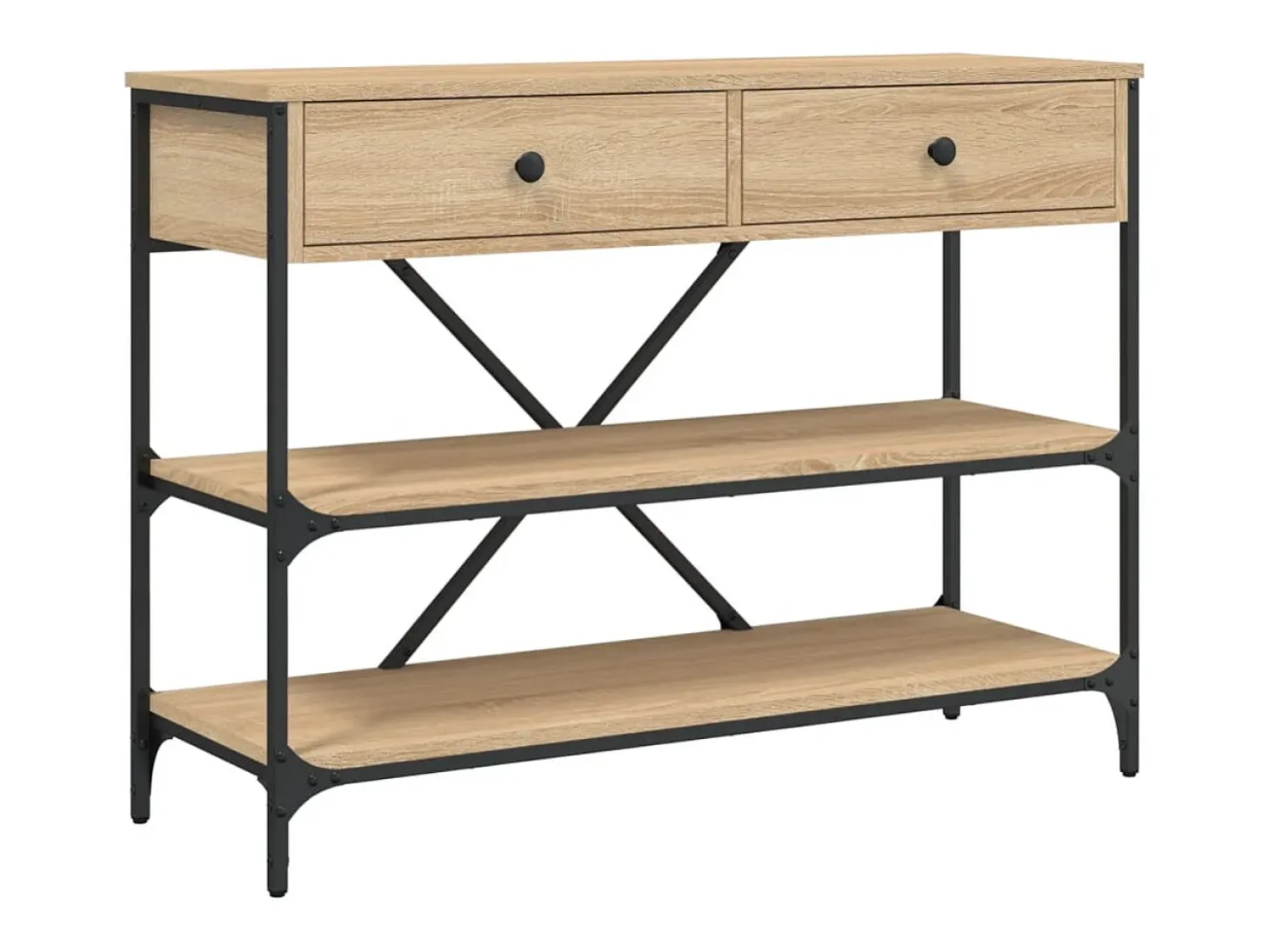 Mesa consola cajones estantes madera de ingeniería roble Sonoma