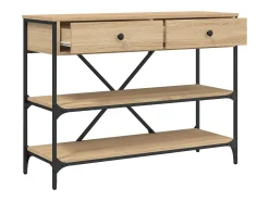 Mesa consola cajones estantes madera de ingeniería roble Sonoma