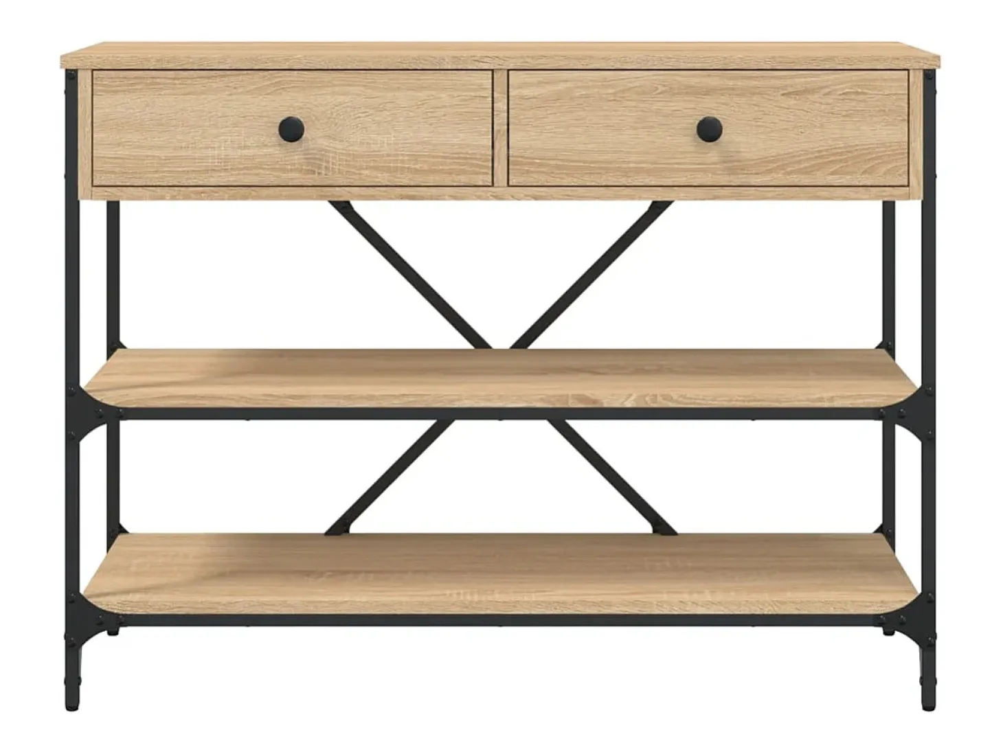 Mesa consola cajones estantes madera de ingeniería roble Sonoma