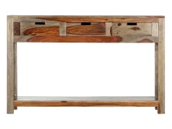 Mesa consola con 3 cajones madera maciza sheesham 120x30x75cm
