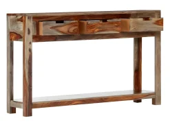 Mesa consola con 3 cajones madera maciza sheesham 120x30x75cm ES864326