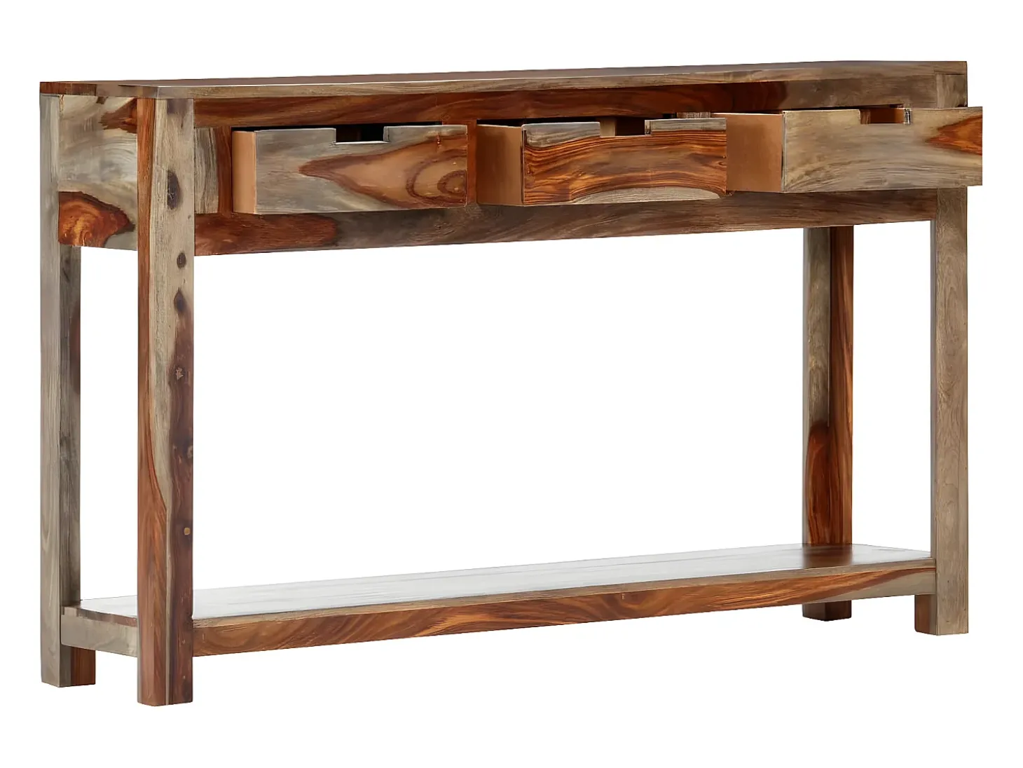 Mesa consola con 3 cajones madera maciza sheesham 120x30x75cm ES864326