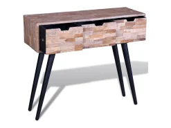 Mesa consola con 3 cajones de madera de teca reciclada ES807113