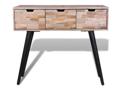 Mesa consola con 3 cajones de madera de teca reciclada