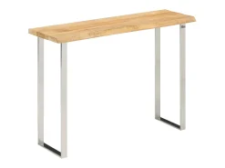Mesa consola con borde natural madera mango maciza 105x33x76 cm