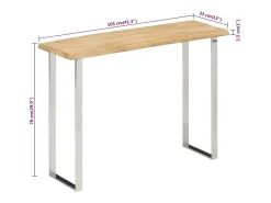 Mesa consola con borde natural madera mango maciza 105x33x76 cm
