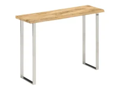 Mesa consola con borde natural madera mango maciza 105x33x76 cm