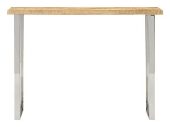 Mesa consola con borde natural madera mango maciza 105x33x76 cm ES895149