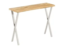 Mesa consola con borde natural madera mango maciza 105x33x76 cm
