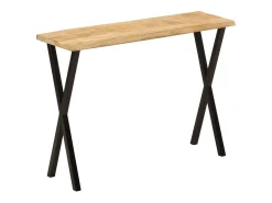 Mesa consola con borde natural madera maciza mango 105x33x76 cm ES997976
