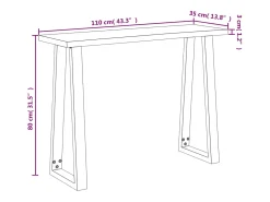 Mesa consola con borde vivo madera maciza acacia 110x35x80 cm