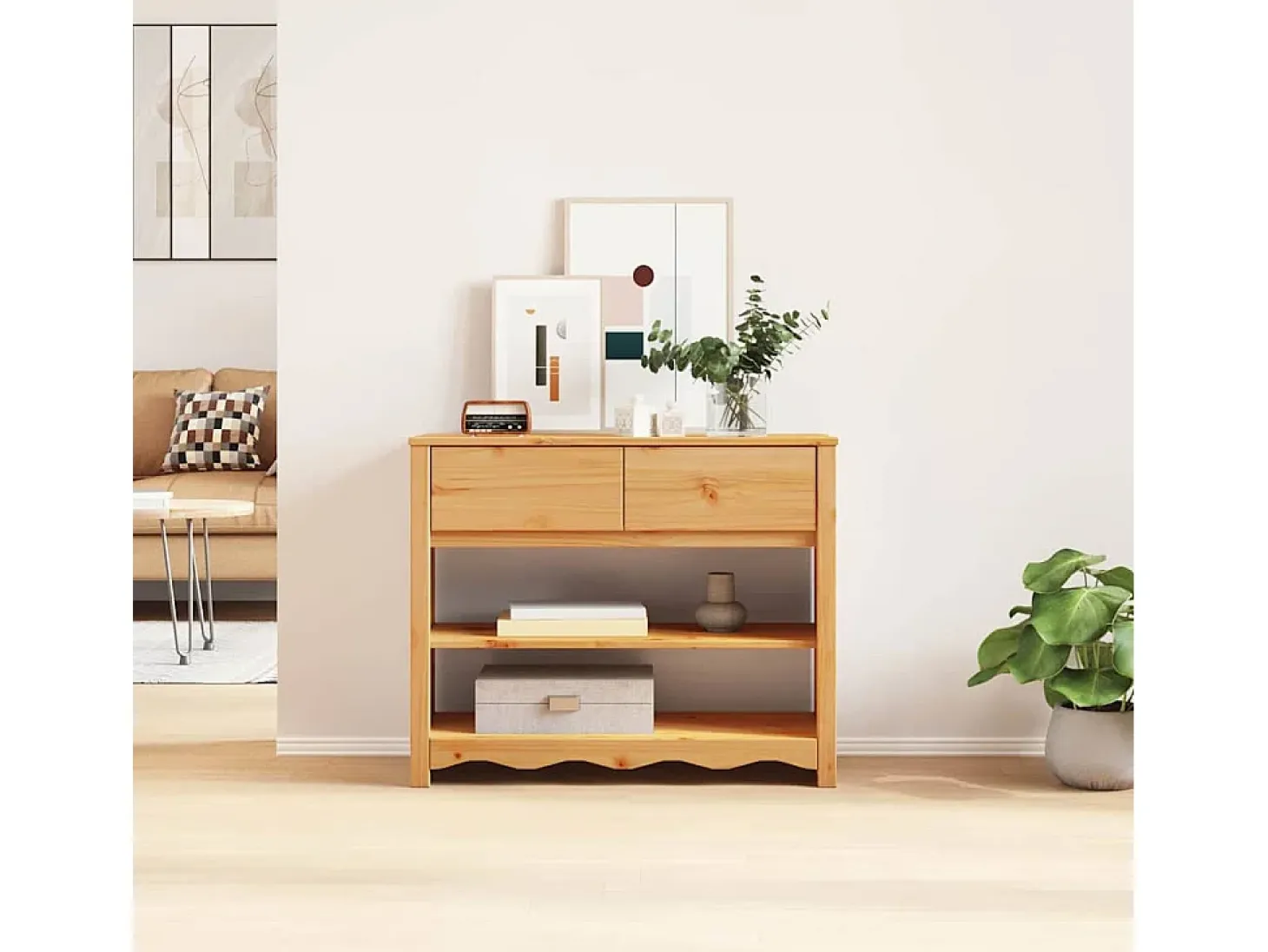 Mesa Consola con cajón Drammen Roble 89.5 x 37 x 73 cm