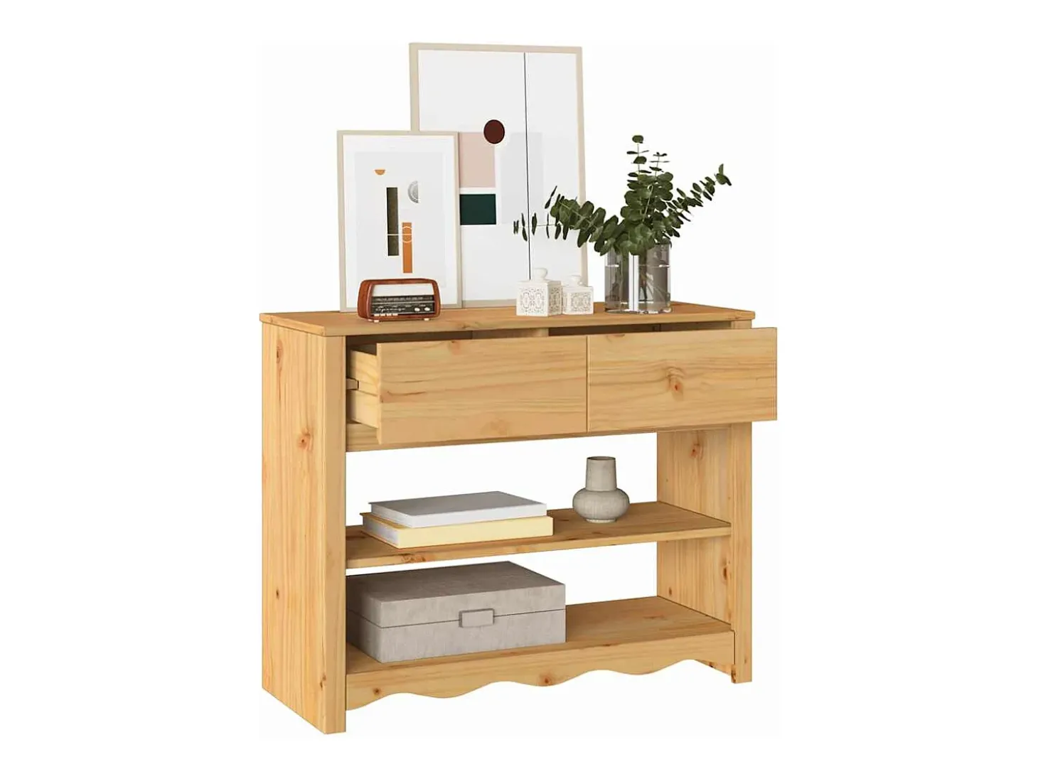Mesa Consola con cajón Drammen Roble 89.5 x 37 x 73 cm