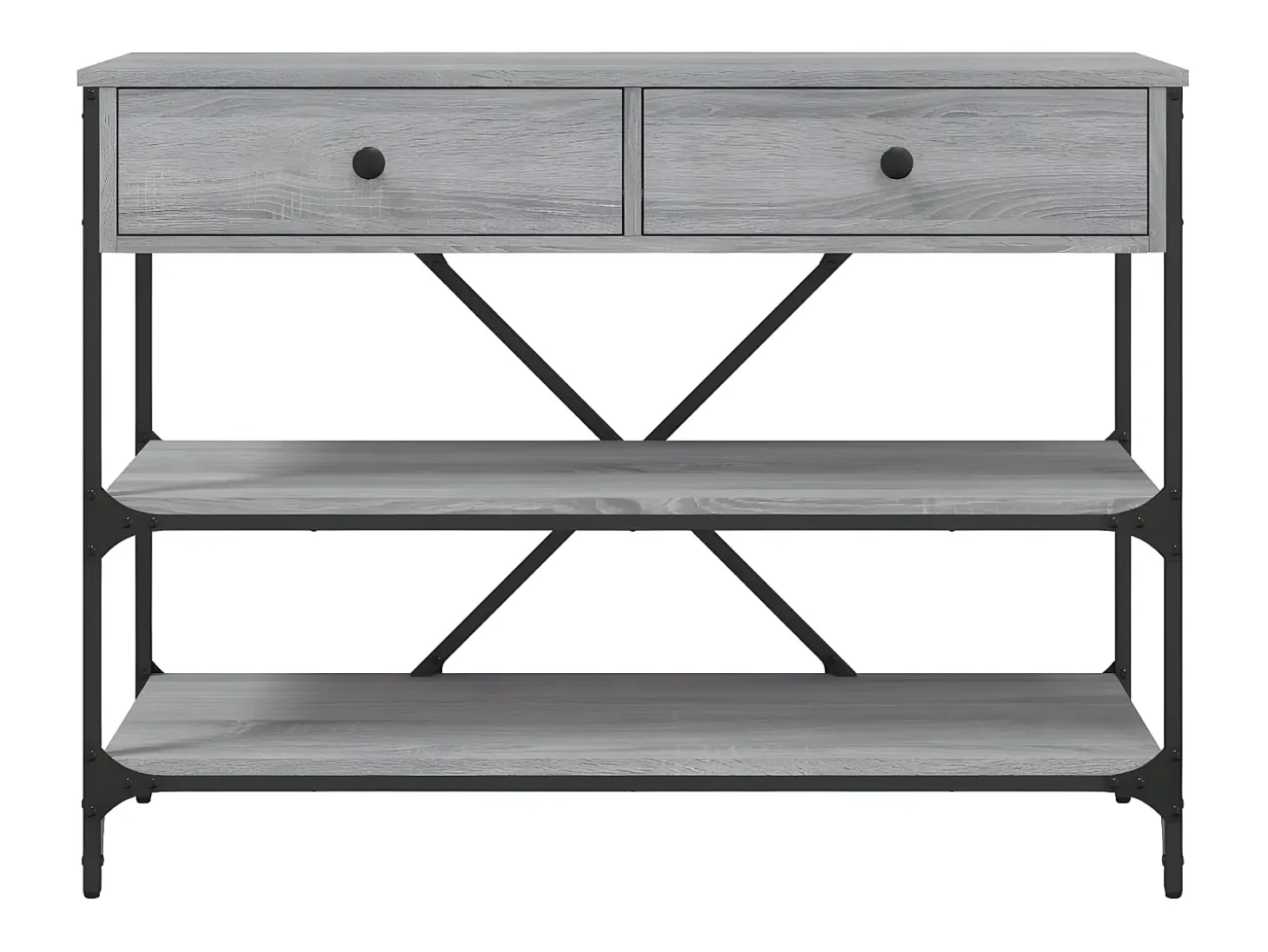 Mesa consola con cajones estantes madera ingeniería Sonoma gris