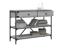 Mesa consola con cajones y estantes en madera de ingeniería gris