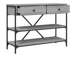 Mesa consola con cajones y estantes en madera de ingeniería gris