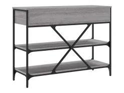 Mesa consola con cajones y estantes en madera de ingeniería gris
