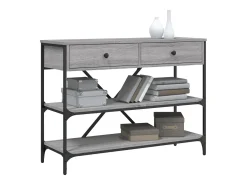 Mesa consola con cajones y estantes en madera de ingeniería gris