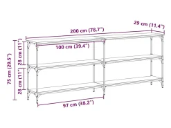 Mesa Consola con estante Roble artisan 200 x 29 x 75 cm