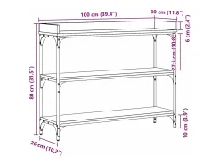 Mesa Consola con estante Madera vieja 100 x 30 x 80 cm