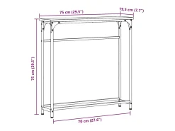 Mesa Consola con estante Madera Vieja 75 x 19.5 x 75 cm