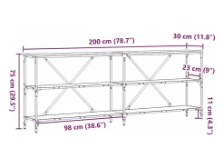 Mesa Consola con estante Otro Madera Vieja 180 x 30 x 75 cm