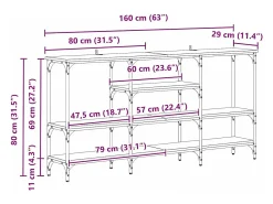 Mesa Consola con estante Roble artisan 160 x 29 x 80 cm
