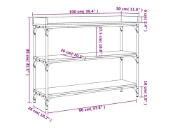 Mesa consola con estantes roble ahumado 100x30x80 cm