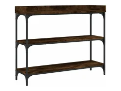 Mesa consola con estantes roble ahumado 100x30x80 cm