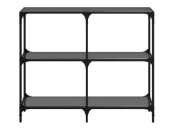 Mesa consola con superficie de vidrio negro acero 98x30x81 cm