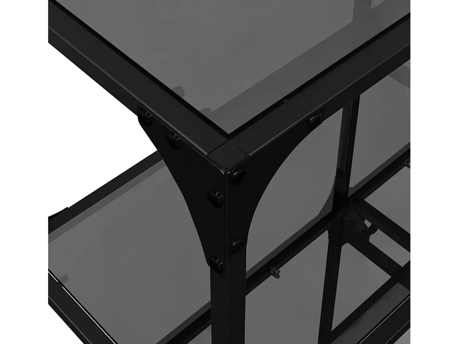 Mesa consola con superficie de vidrio negro acero 98x30x81 cm