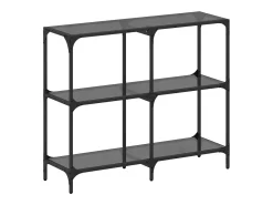 Mesa consola con superficie de vidrio negro acero 98x30x81 cm