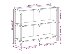 Mesa consola con superficie de vidrio negro acero 98x30x81 cm