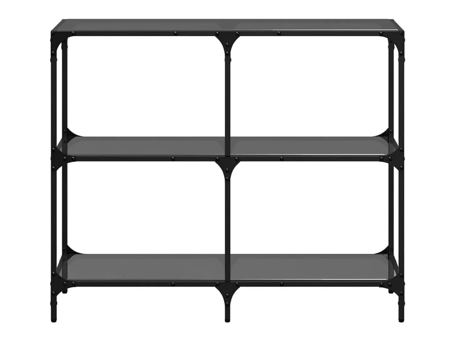 Mesa consola con superficie de vidrio negro acero 98x30x81 cm