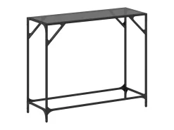 Mesa consola con superficie de vidrio negro acero 98x35x81 cm