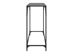Mesa consola con superficie de vidrio negro acero 98x35x81 cm