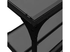 Mesa consola con superficie de vidrio negro acero 194,5x30x81cm
