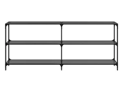 Mesa consola con superficie de vidrio negro acero 194,5x30x81cm